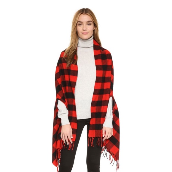 Madewell Red Cape Scarf In Buffalo Check - Picture 2 of 8